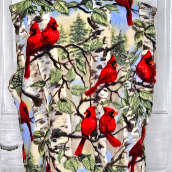 Fleece Red Cardinal Zip down Vest Small - Picture 7 of 12